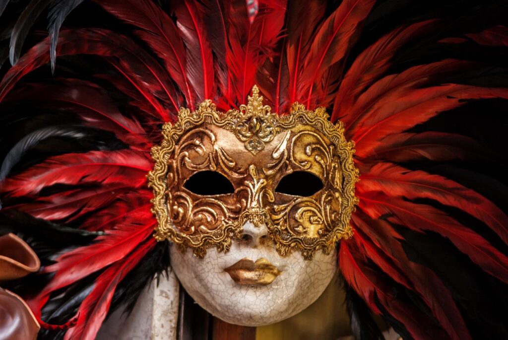 venetian mask, carnival, feathers